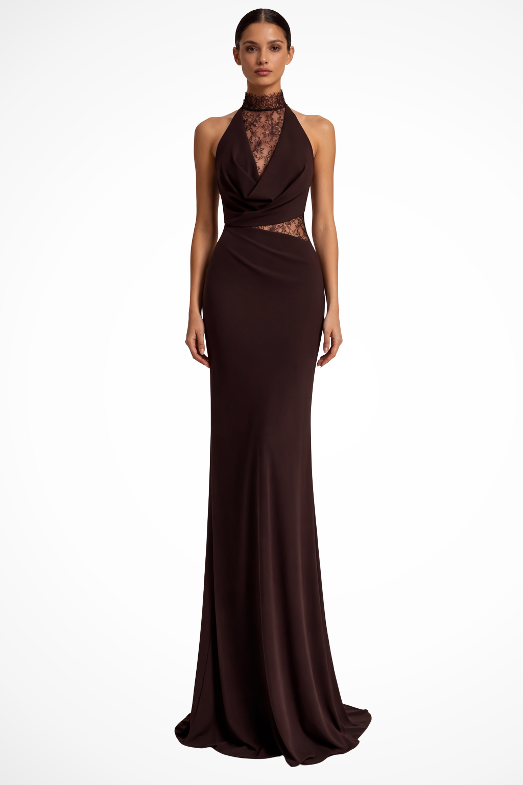Vera | Women's Lace Halter Neck Maxi Dress