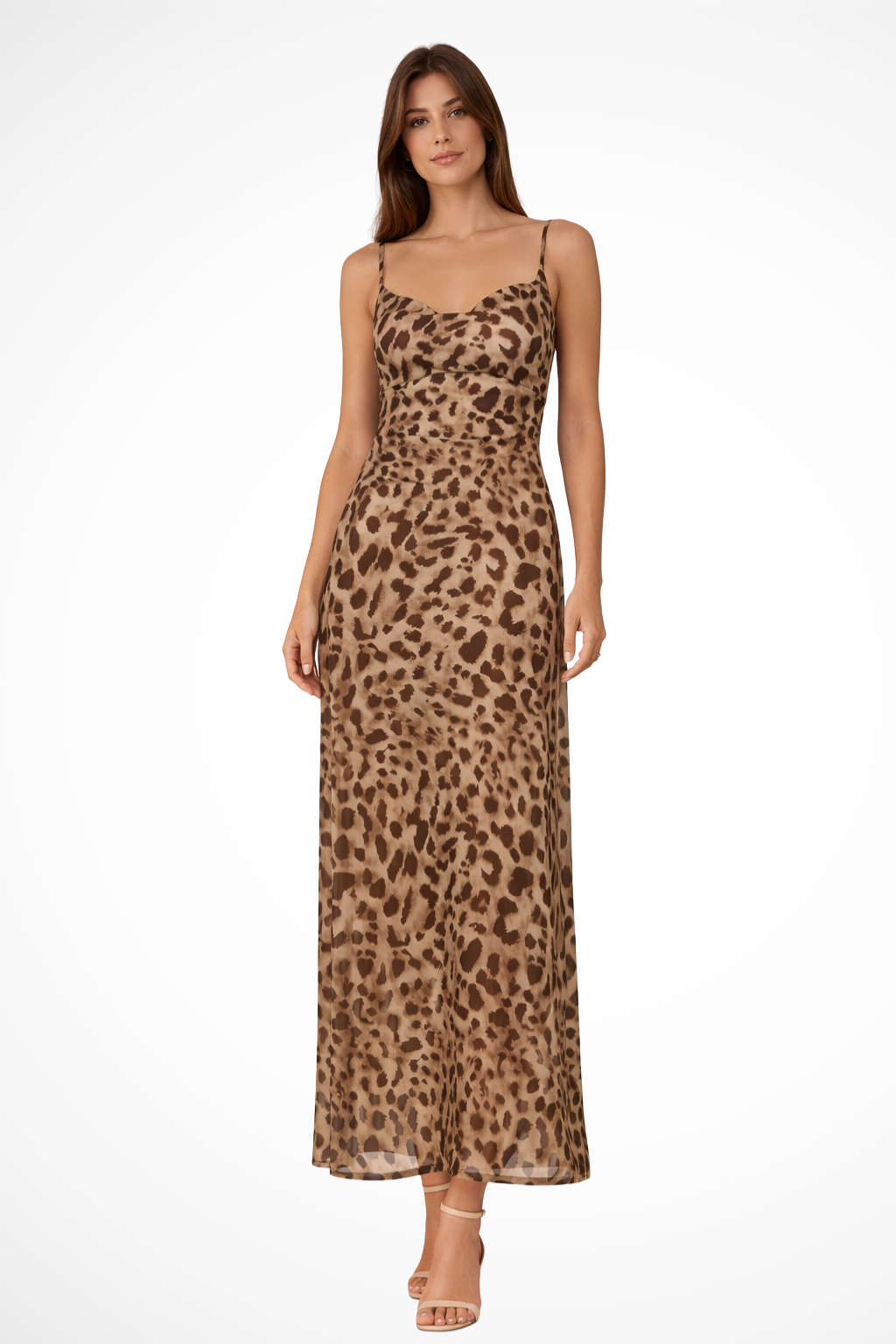 Trisha | Women's Leopard Print Spaghetti Strap Maxi Dress