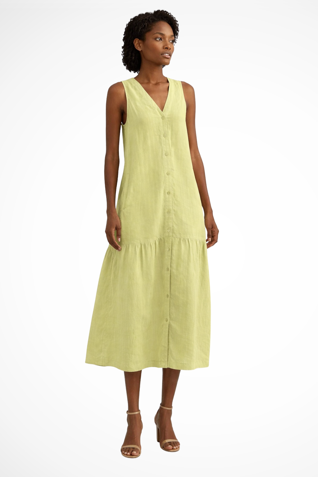 Willa | Women's White V-Neck Sleeveless Maxi Dress