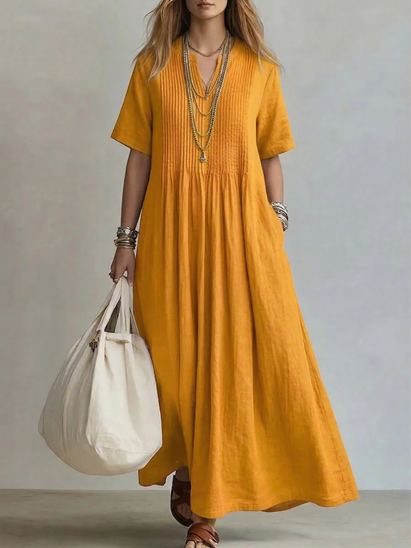 Alisha | Stylish V-Neck Mid Sleeve Dress