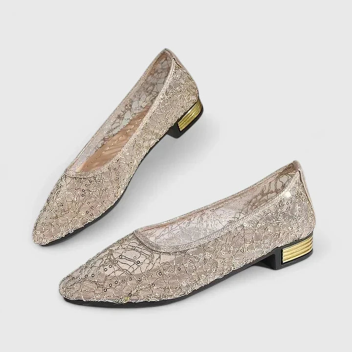 Camille | Textured Metallic Ballet Flats