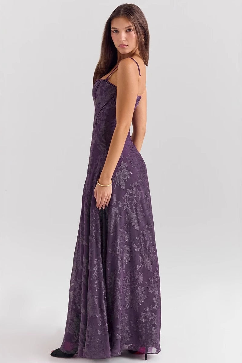 Spaghetti Strap Chiffon Floral Formal Dress