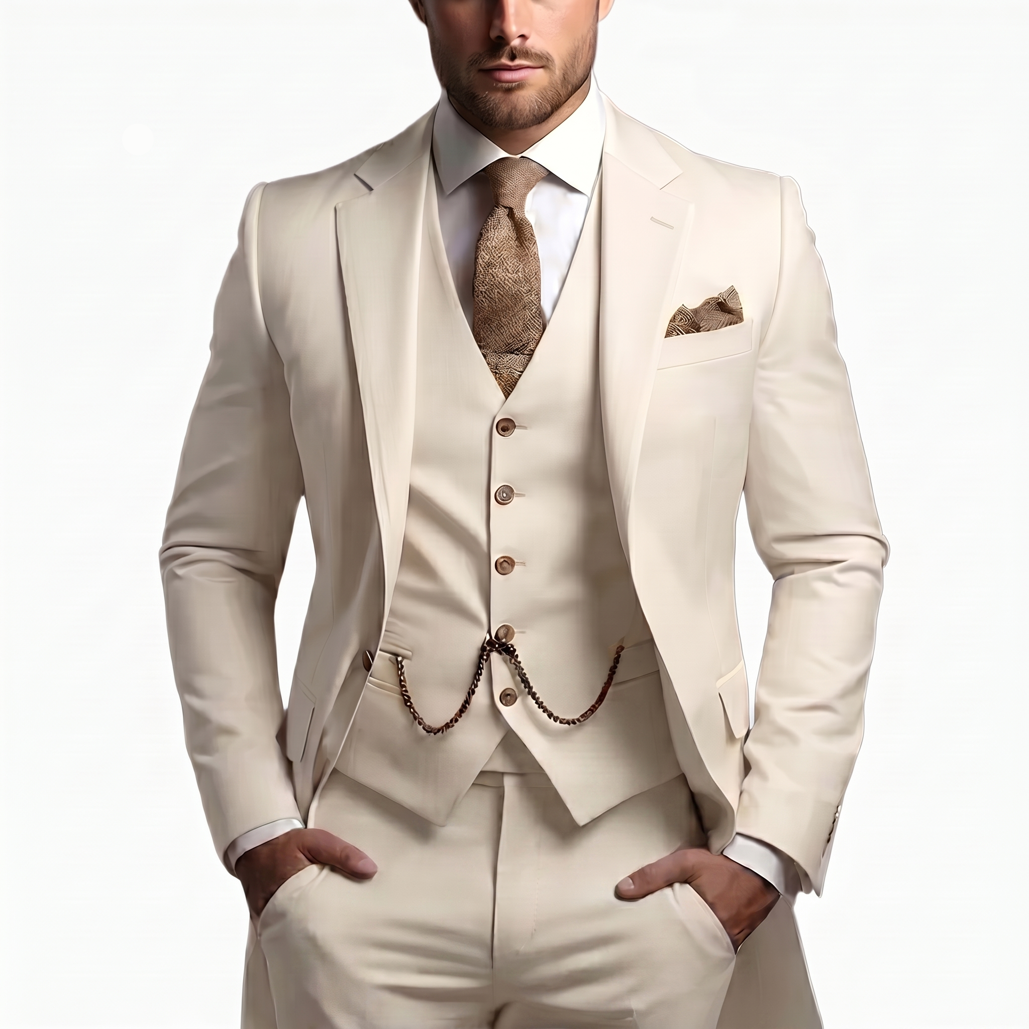 Drovian | Men’s Three-Piece Suit with tailored cut and delicate accents