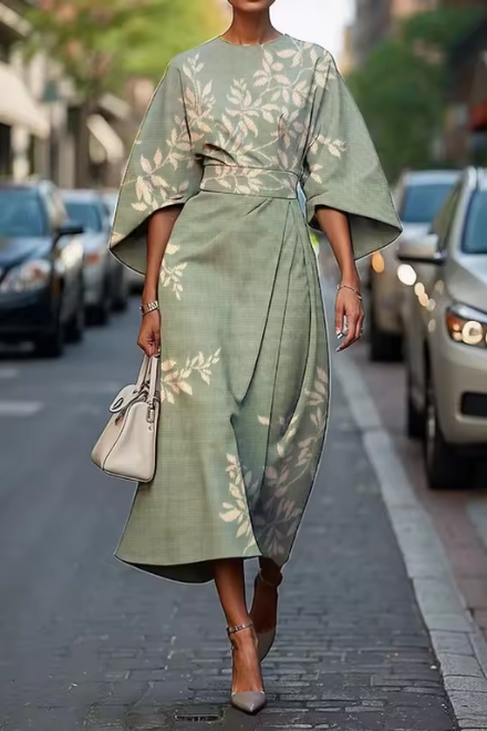 Women's Wedding Guest Floral Kimono Midi Dress