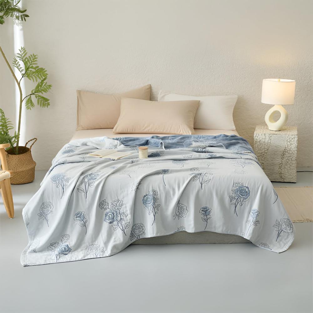 Serenity Rose Cotton Throw Blanket