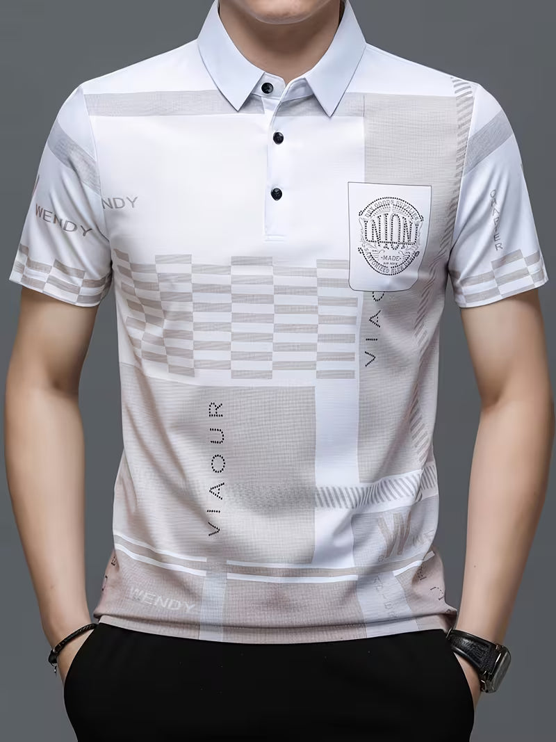 Damian | Geometric Pattern Polo Shirt