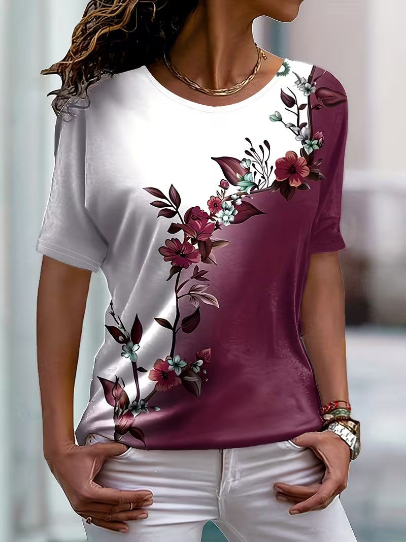 Beth | Stylish Floral Colorblock Blouse