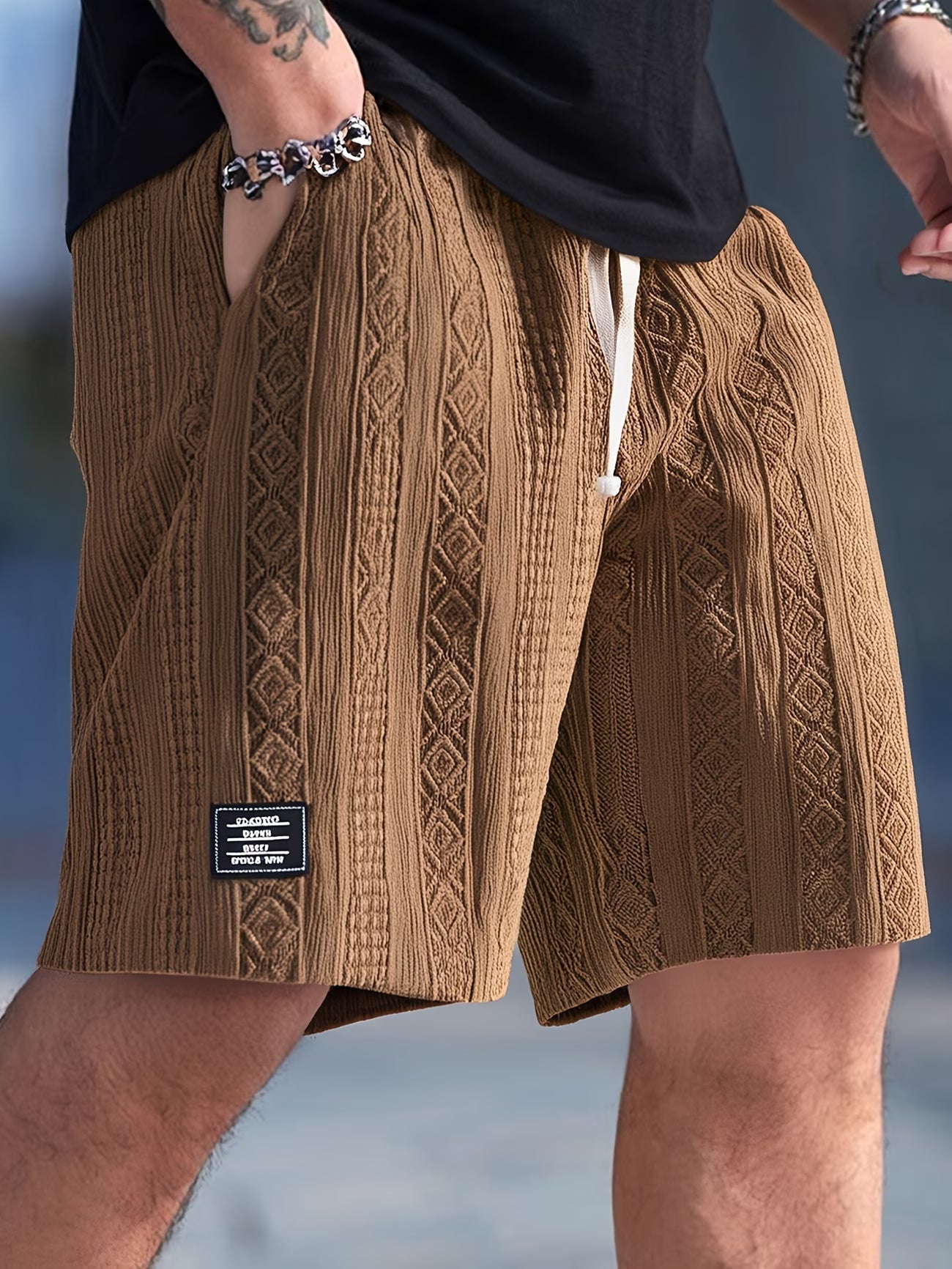 Conall | Classic Geometric Knit Drawstring Shorts