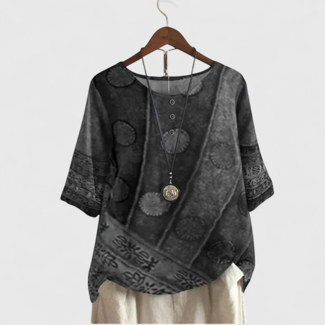 Ava | Women's Boho Patchwork Top with Buttons