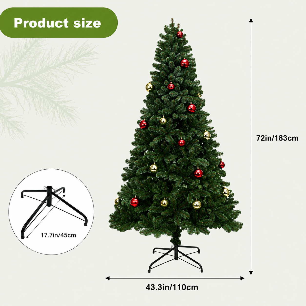 6-7ft Pre-Lit Artificial Christmas Tree – Hinged Pine with Warm White Lights