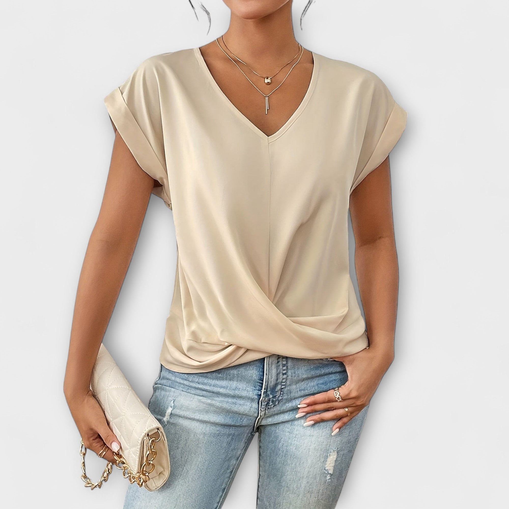 Clara | Women's Elegant V-Neck Top with Buttons
