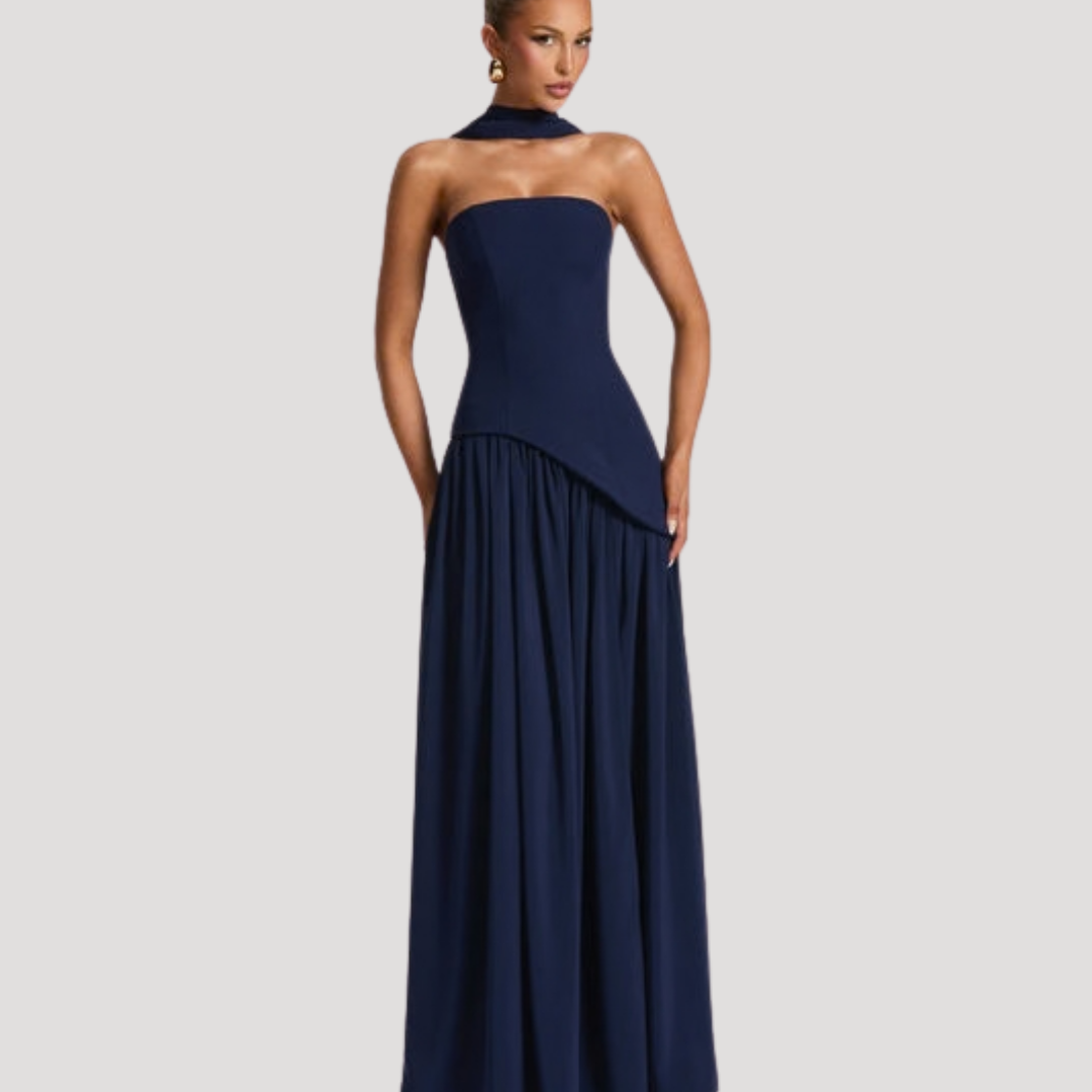 Maureen | Women's Formal Strapless Pleated Maxi Dress