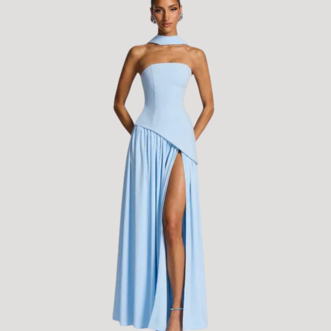 Maureen | Women's Formal Strapless Pleated Maxi Dress