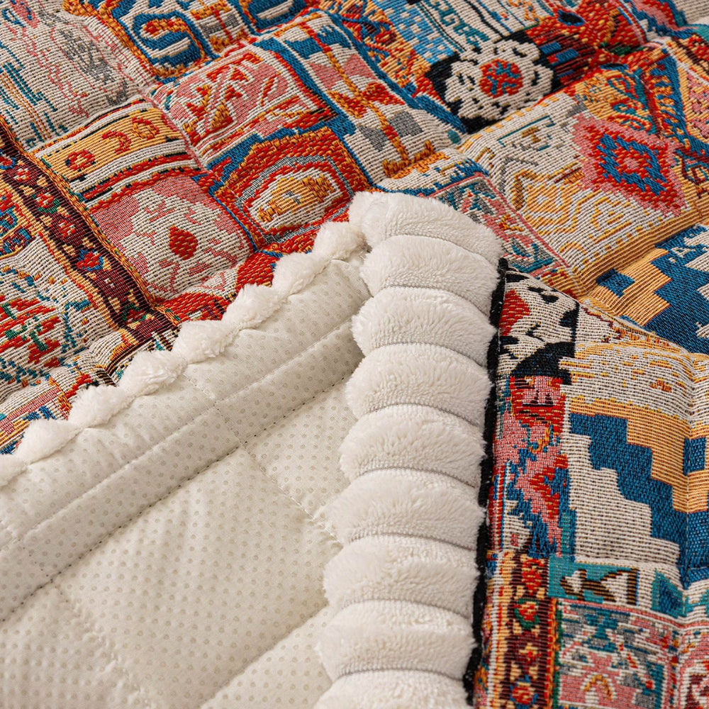 Ethnic Boho Embossed Plush Couch Cover