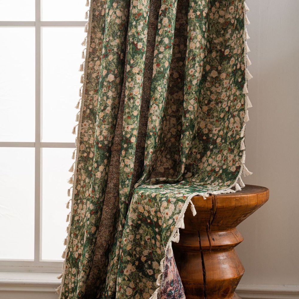 French Vintage Floral Tapestry Curtain