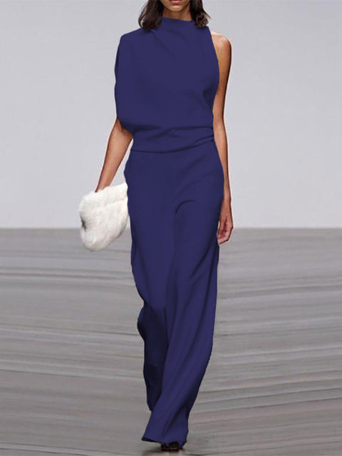 Arielle | Elegant Sleeveless Draped Wide-Leg Jumpsuit
