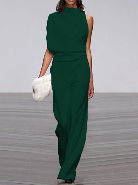 Arielle | Elegant Sleeveless Draped Wide-Leg Jumpsuit
