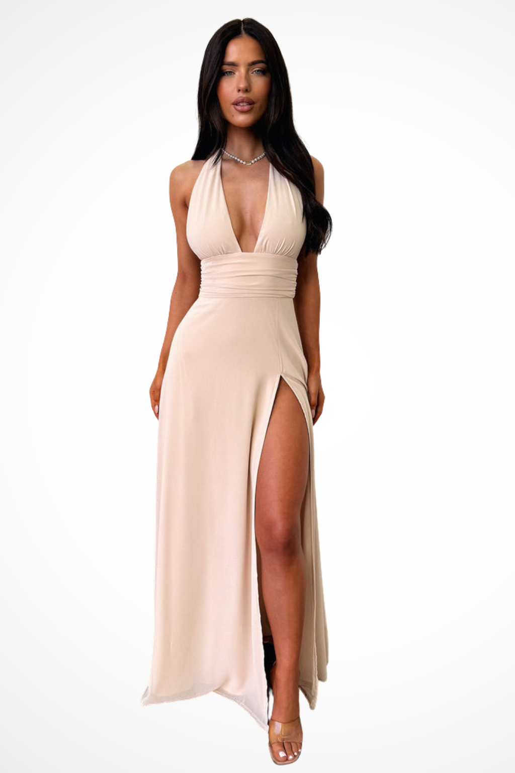 Kara | Women's Halter Neck Maxi Dress with Side Slit