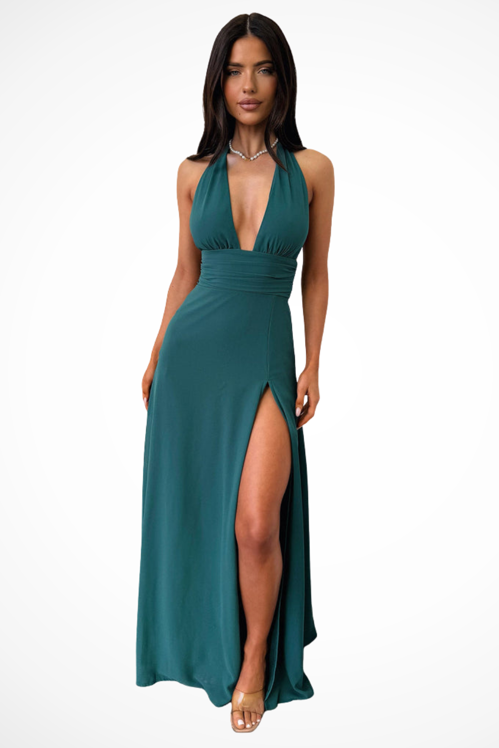 Kara | Women's Halter Neck Maxi Dress with Side Slit