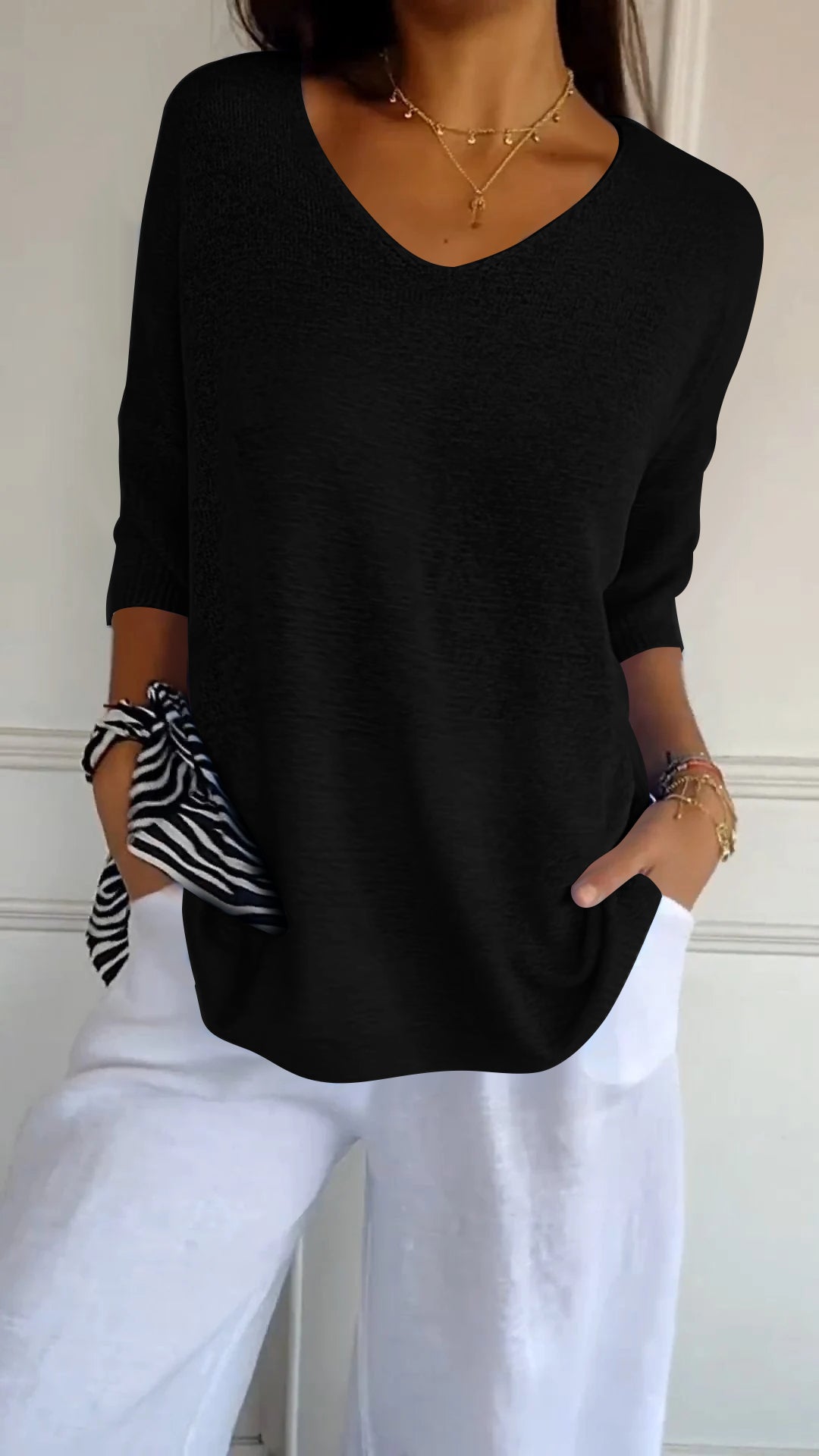 Knit Top Women - Breathable V-Neck Knit Top