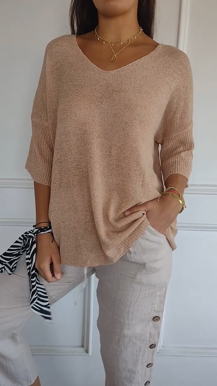 Knit Top Women - Breathable V-Neck Knit Top