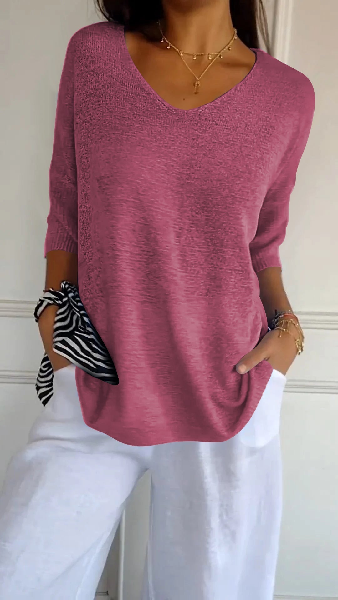Knit Top Women - Breathable V-Neck Knit Top
