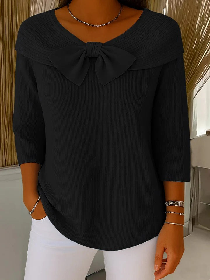 Pullover Women - Knit Detail Pullover with Bow Detail
