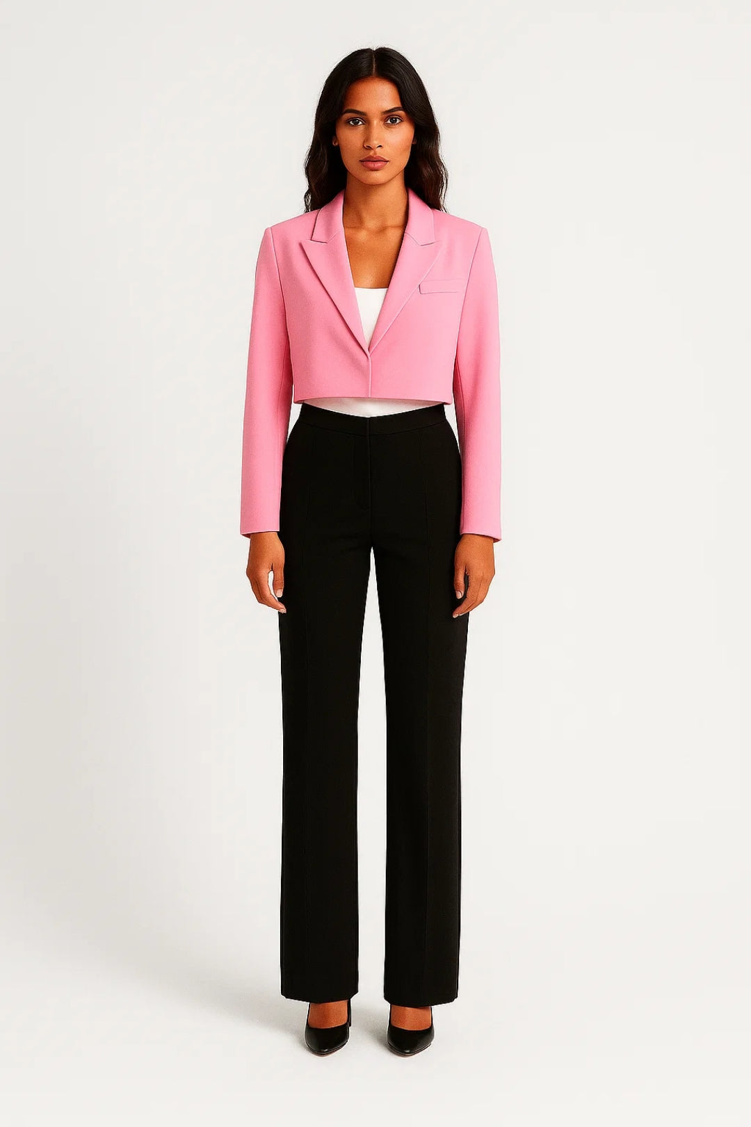 Blazer Women - Cropped Tailored Fitted Blazer