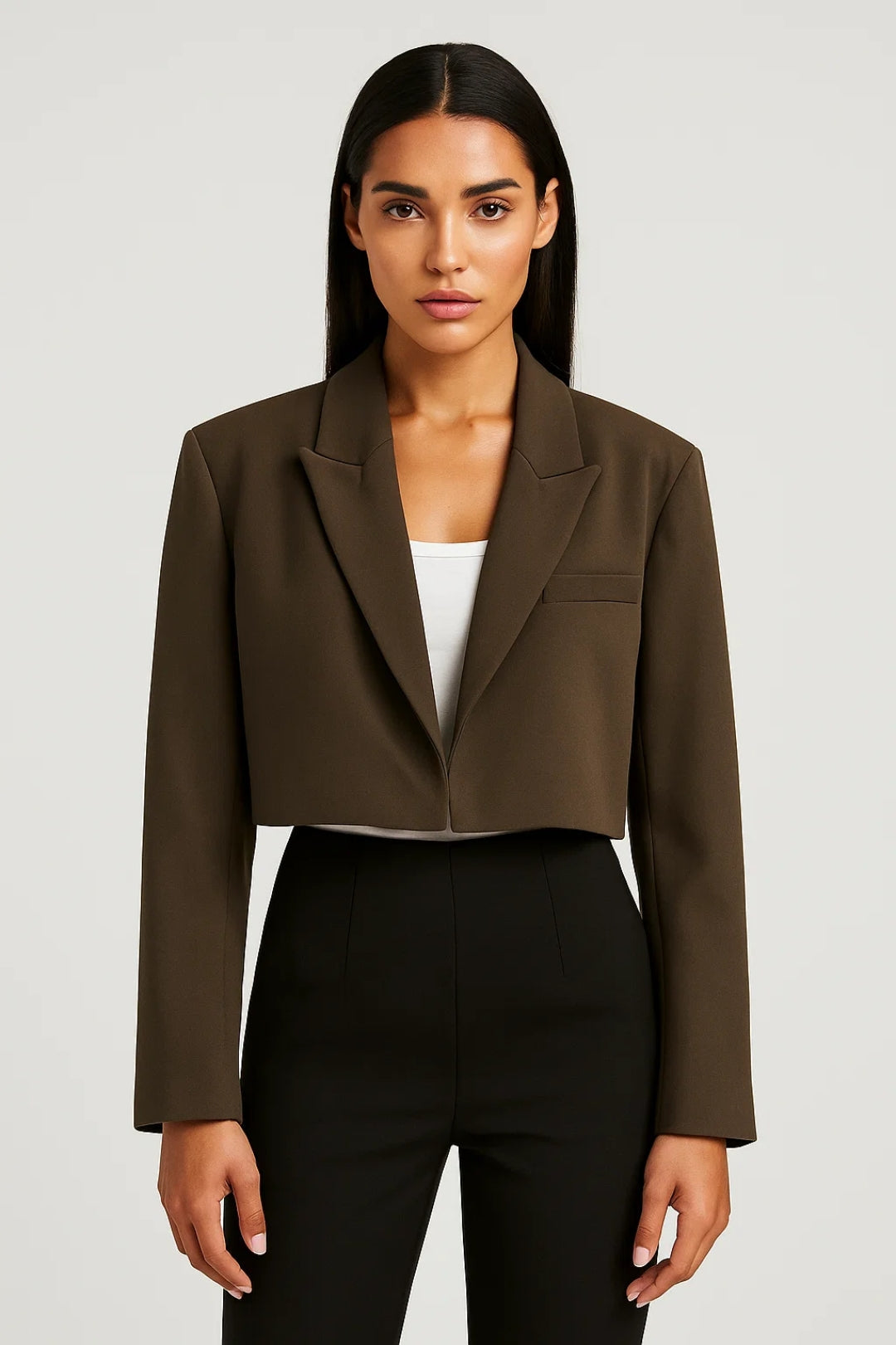 Blazer Women - Cropped Tailored Fitted Blazer
