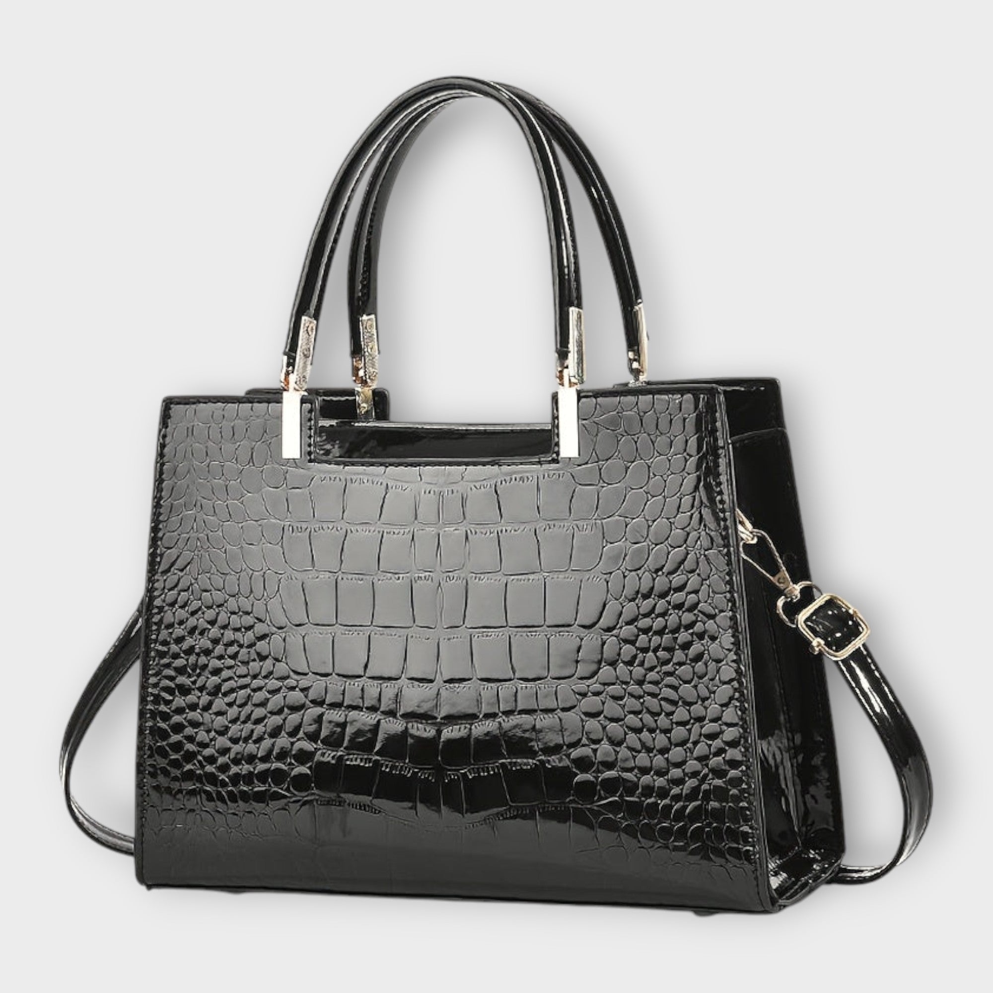 Olivia Collection | Handbag with Glossy Crocodile Pattern & Spacious Interior | Elegant Accessory for Modern Women