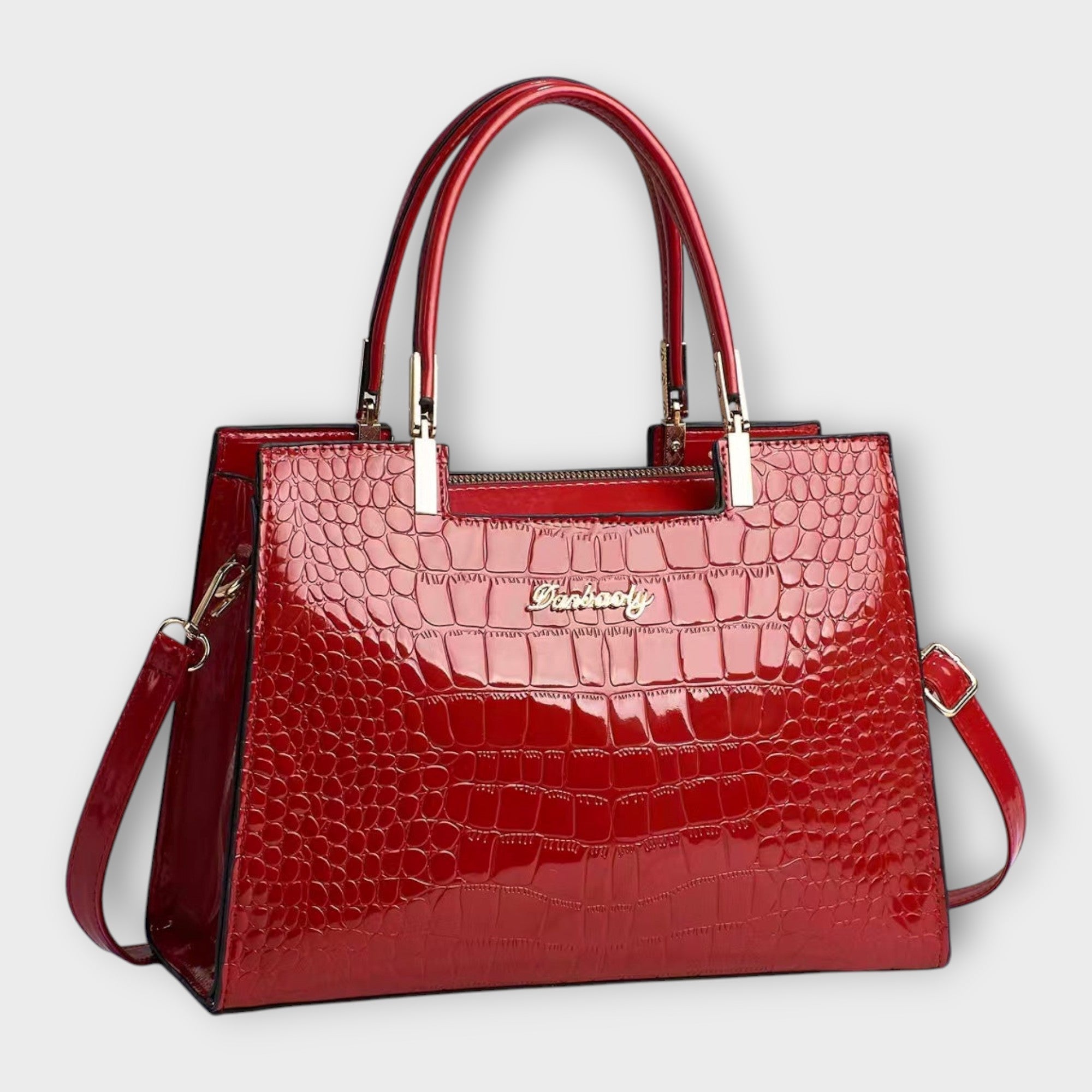 Olivia Collection | Handbag with Glossy Crocodile Pattern & Spacious Interior | Elegant Accessory for Modern Women