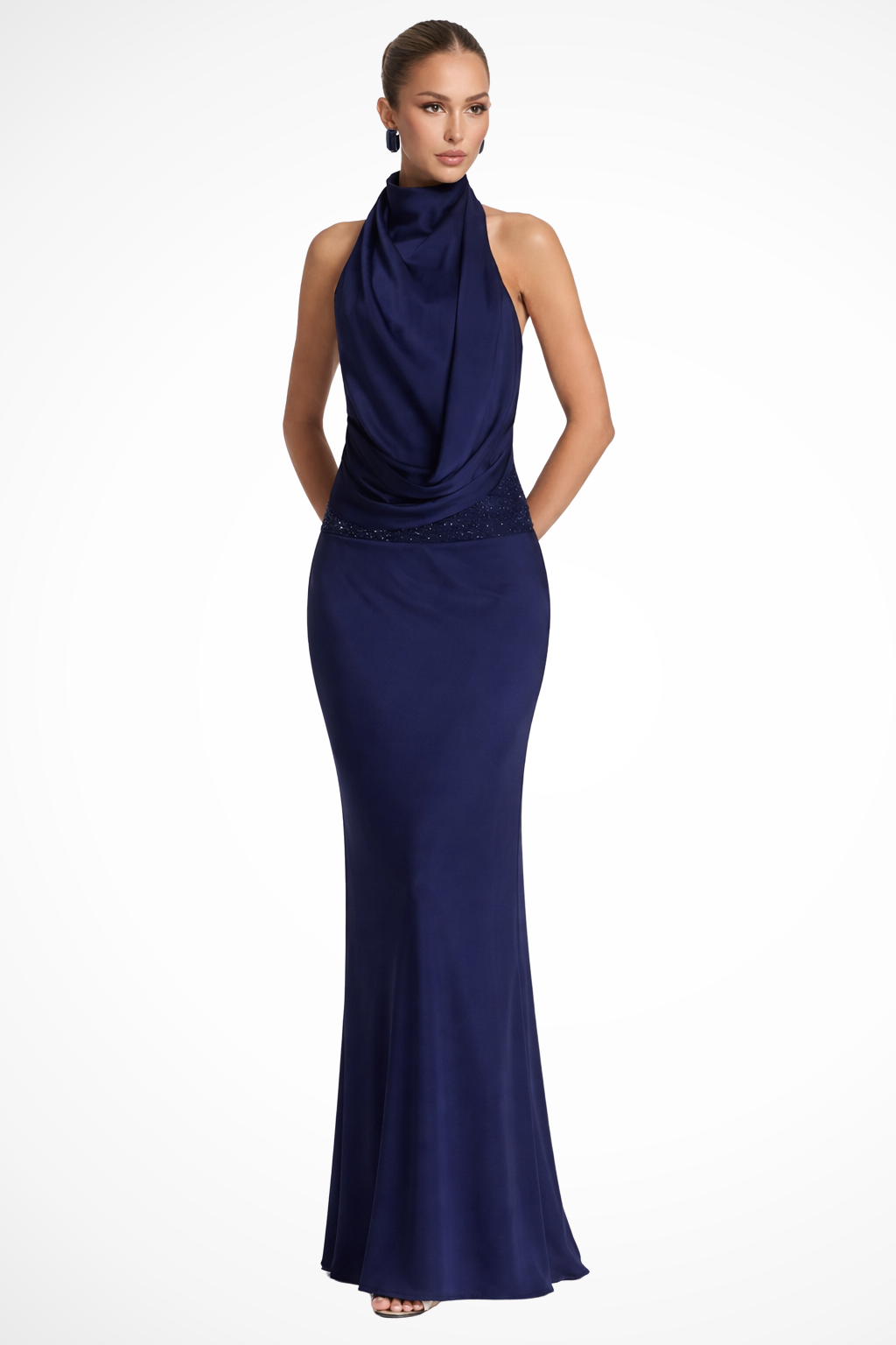 Ivana | Women's Satin Halter Neck Maxi Dress