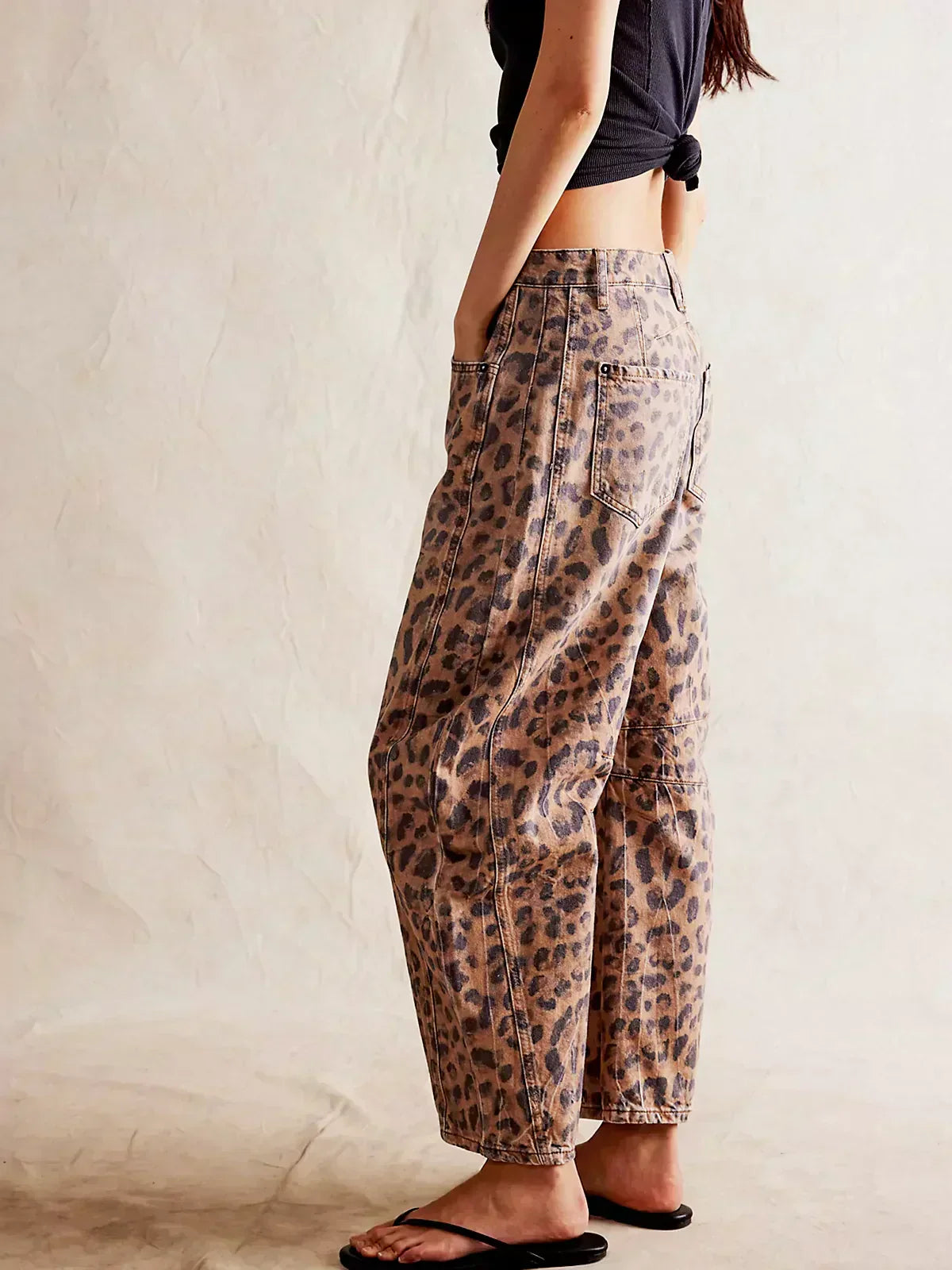 Whitney | Women's Wide Leg Leopard Print Jeans
