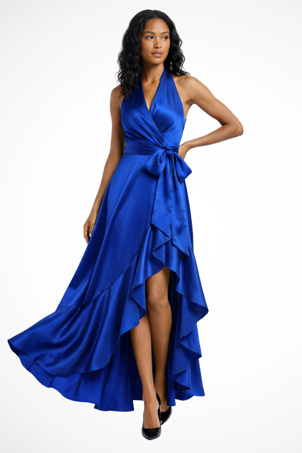 Wilma | Women's Halter Maxi Dress with Slit Detail