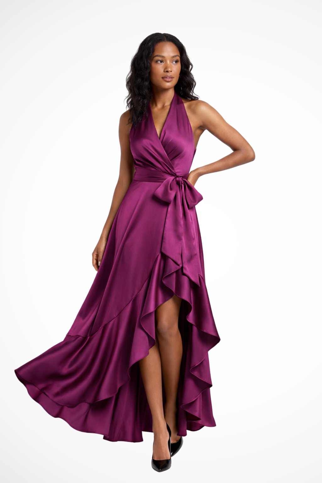 Wilma | Women's Halter Maxi Dress with Slit Detail