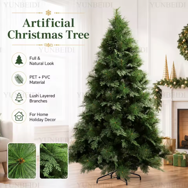 Large Artificial Christmas Tree – Natural Pine Look, Home & Party Décor