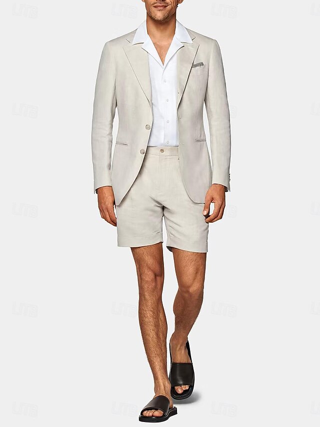 Archie | Men's Linen Suit Set With Notch Neckline
