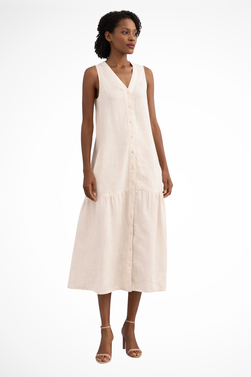 Willa | Women's White V-Neck Sleeveless Maxi Dress