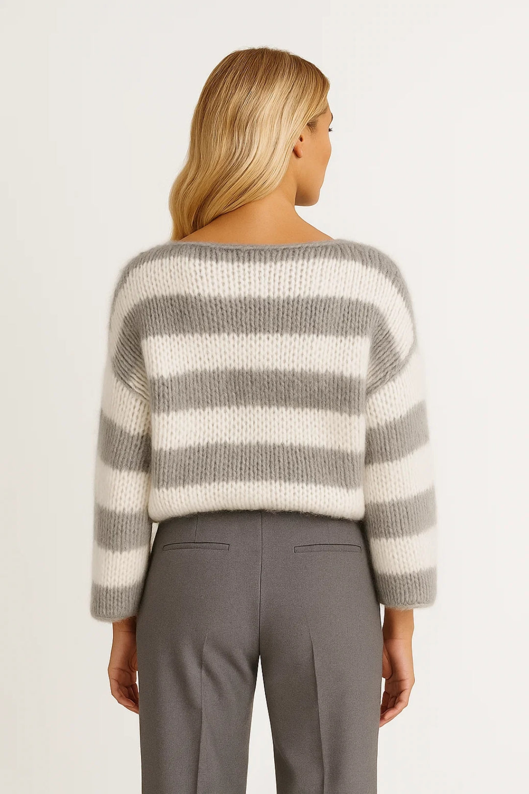 Sweater Women - Striped Oversized Casual Sweater