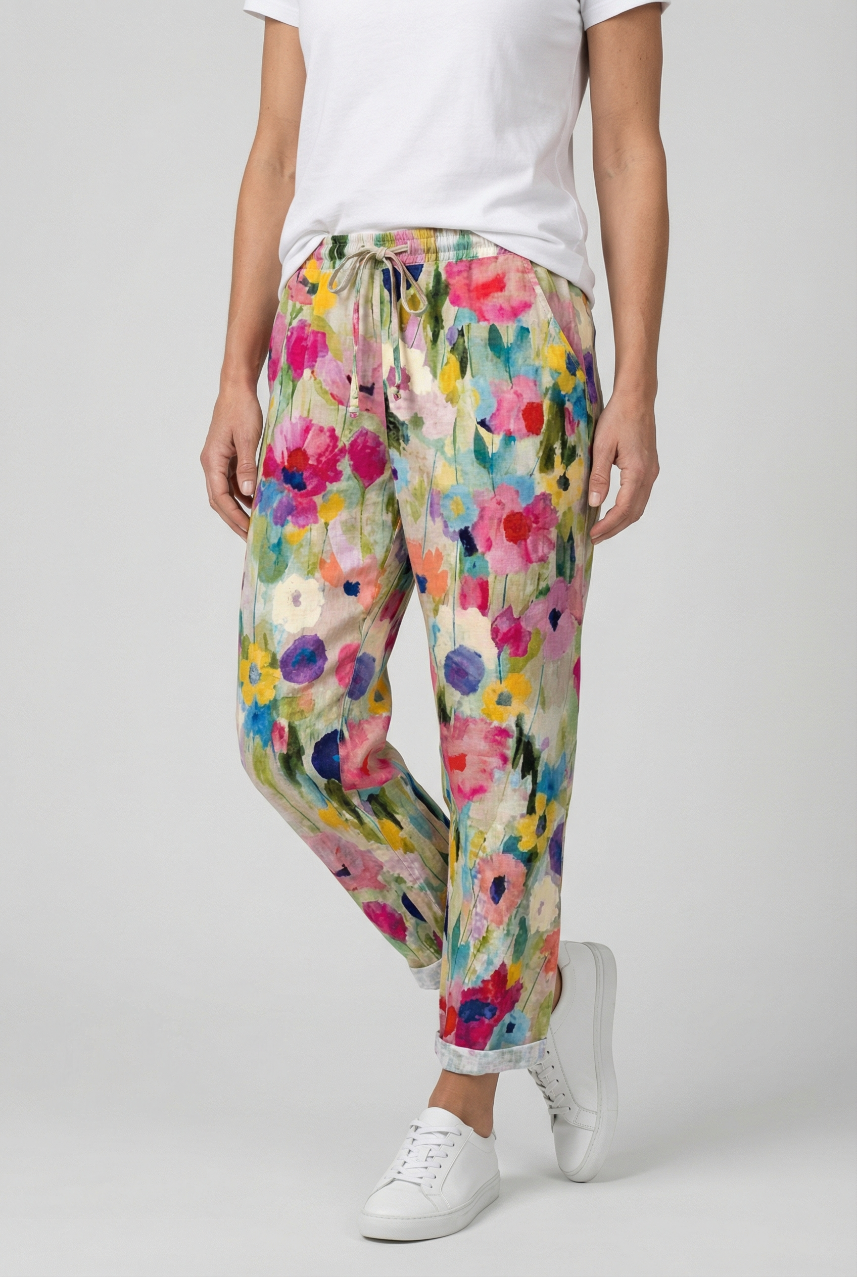 Women’s Cotton Sweatpants Floral Print Elastic Waist Drawstring