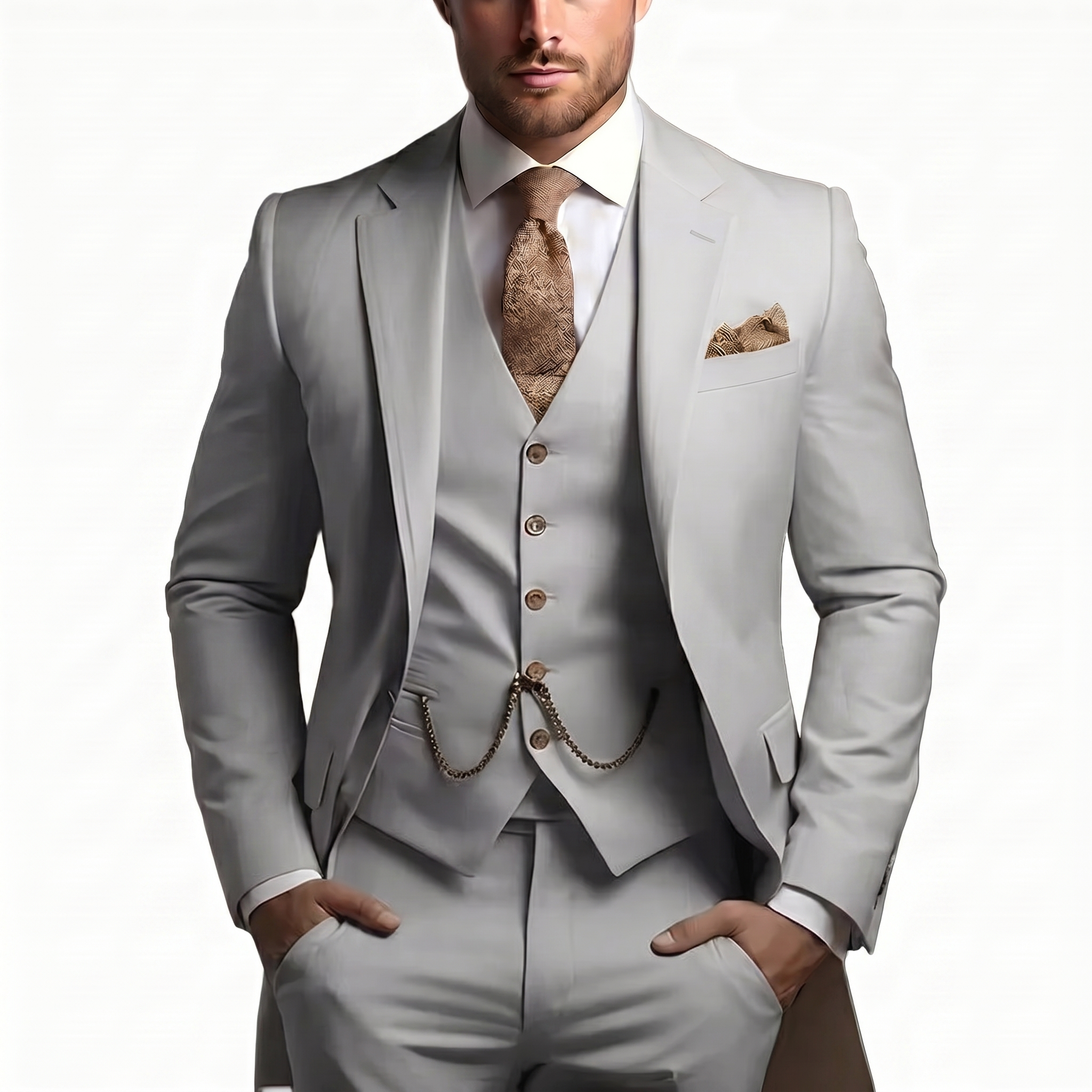 Drovian | Men’s Three-Piece Suit with tailored cut and delicate accents