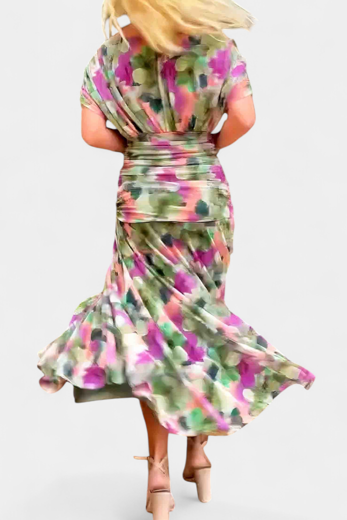 Women's Off-Shoulder Maxi Dress Ruched Bodice Flowing Skirt Evening Cocktail