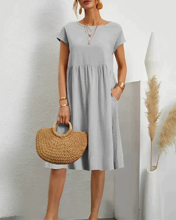 JACQUELINE | ELEGANT ROUND NECK DRESS